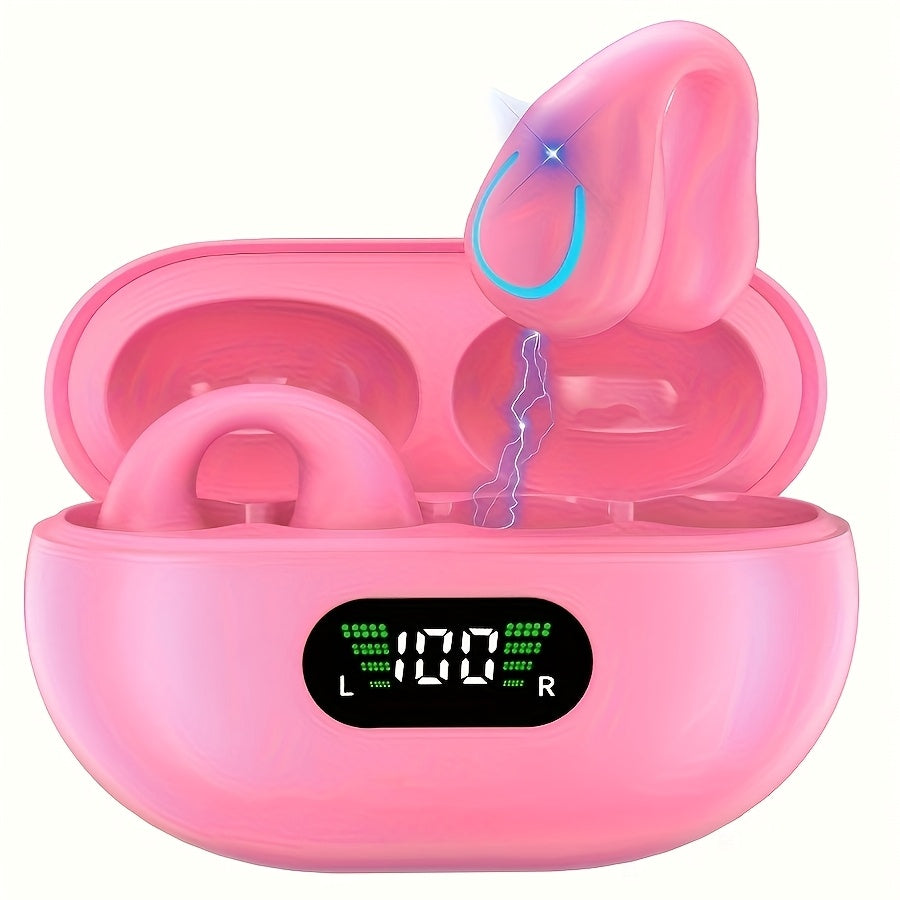 Wireless Headphones Open Wireless Earbuds, Bluetooth5.4 Open-ear Wireless Headphones With Microphone And Power Display Charging Bay, Sports Earphones Built-in Microphone With EarhooksLong Life Playback Earbuds, Suitable For S