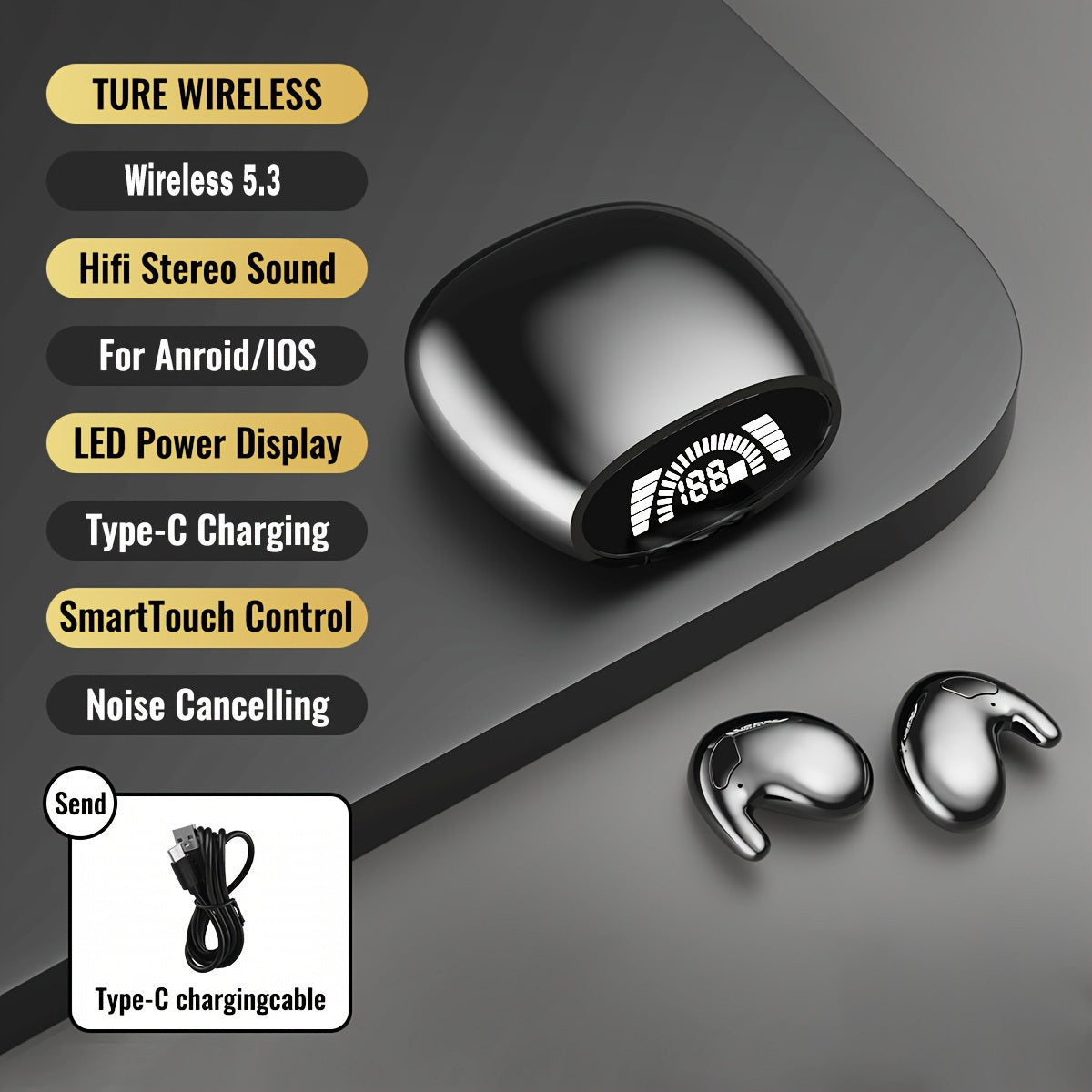 New Ultra-thin And Ultra Small Sleep Earphones With Invisible Dual Ear High-definition Call HIFI Sound Effect, Heavy Bass Running, Listening To Music, Male, Female, Adult, And Child Universal Birthday Gifts
