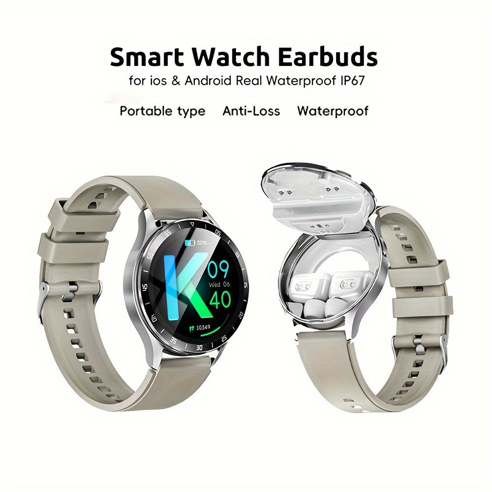 Newest Smart Watch With Earbuds, TWS Earphones Music Or Wireless Call, 1.39" HD Display, Multi Sports Modes, Rich Dials, Weather Forecast, Sports Pedometer Watch, For Android IOS