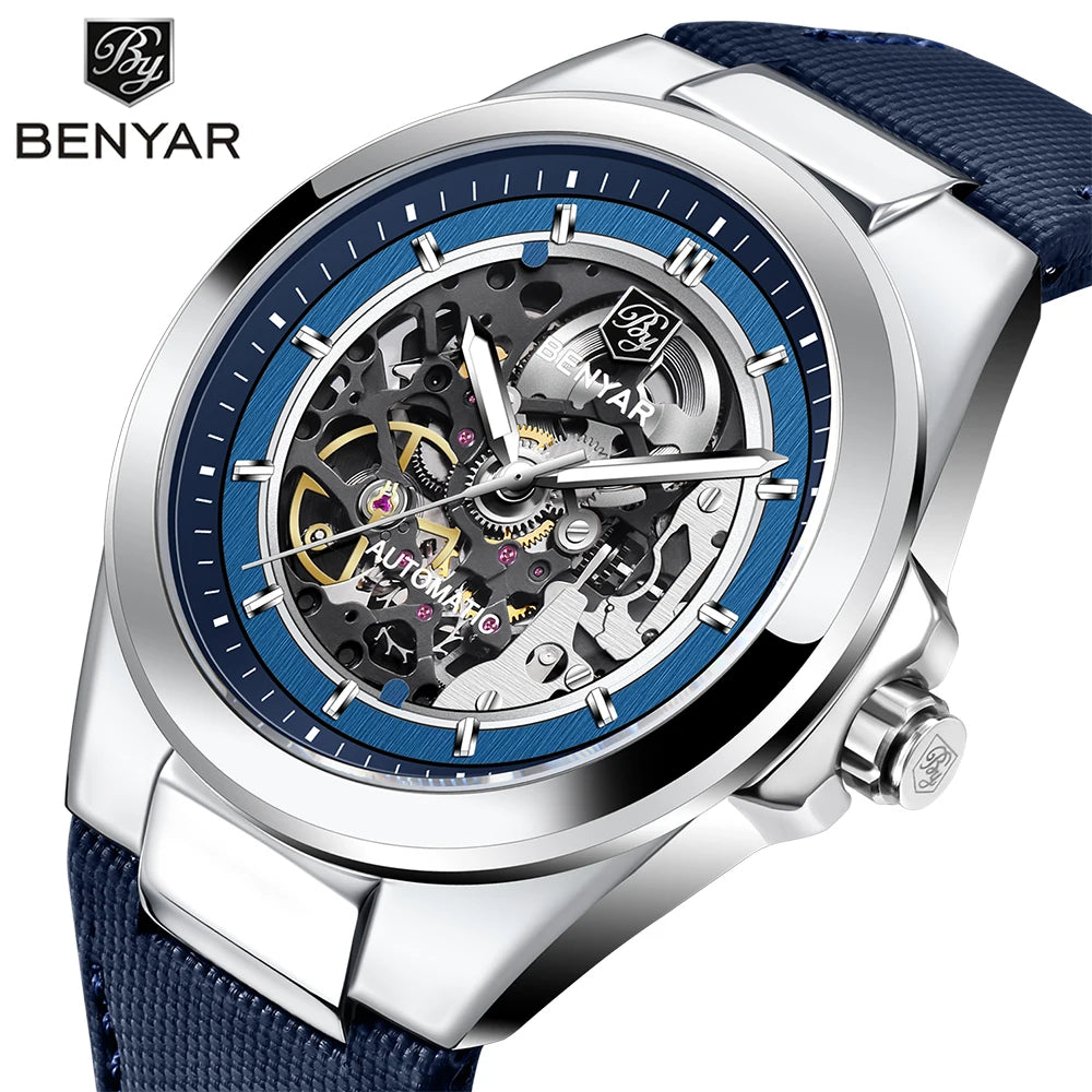 Hot Sale BENYAR 5207 Sports Watch Men Watch Top Brand Waterproof 30M Leather Men's Mechanical Watch Clock Relogio Masculino