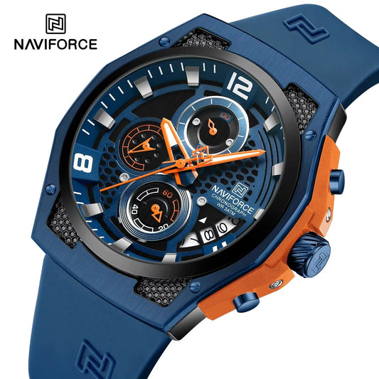 NAVIFORCE 8051 New Arrive High Quality Luxury Classics Men Watch Silicone Strap Waterproof Male Quartz Wrist Watch Sport Clock