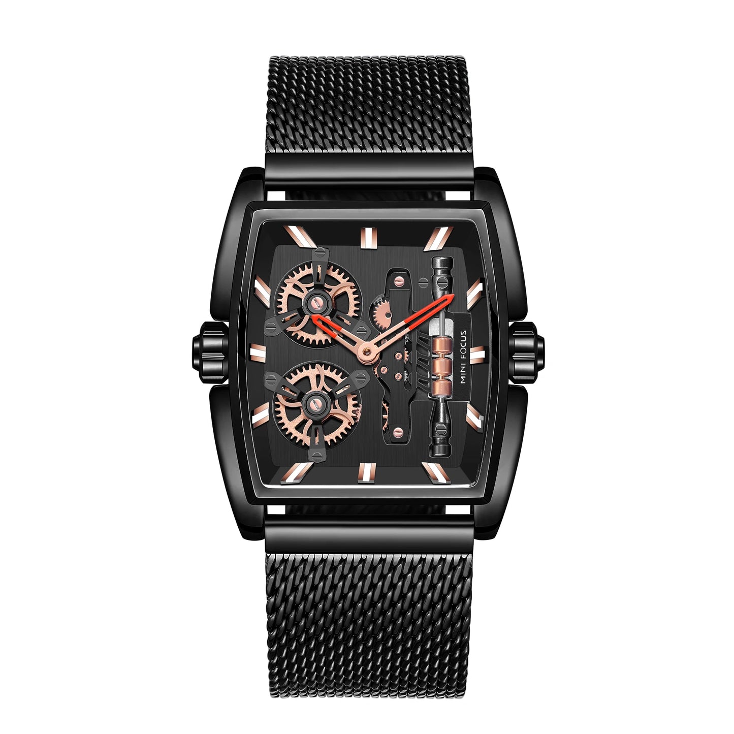 Mini Focus MF0322G Barrel Watch - Brown Mesh Steel Band