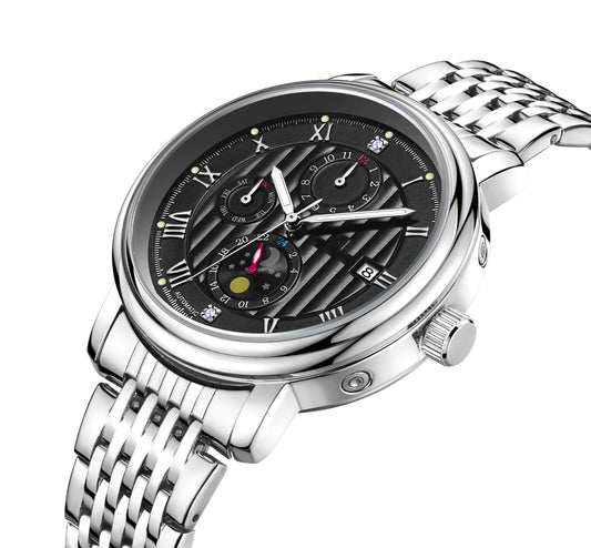 Luxury Designer Men Watch Auto Date Stainless Steel Band 6019 Luminous Hands 41mm Wrist Watch