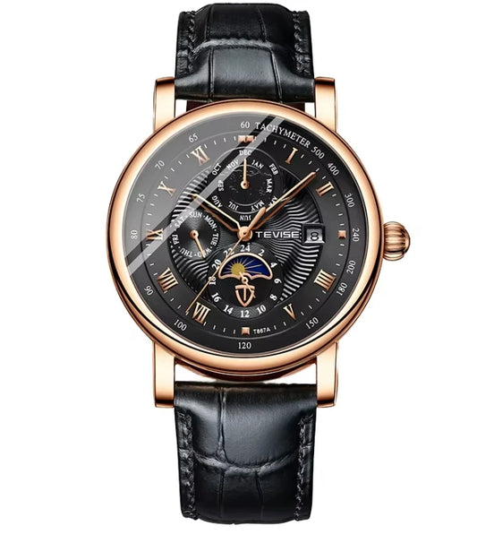 High Quality J120 Rose Gold and Silver Band the Earth Dial Automatic Mechanical Movement Men Watch