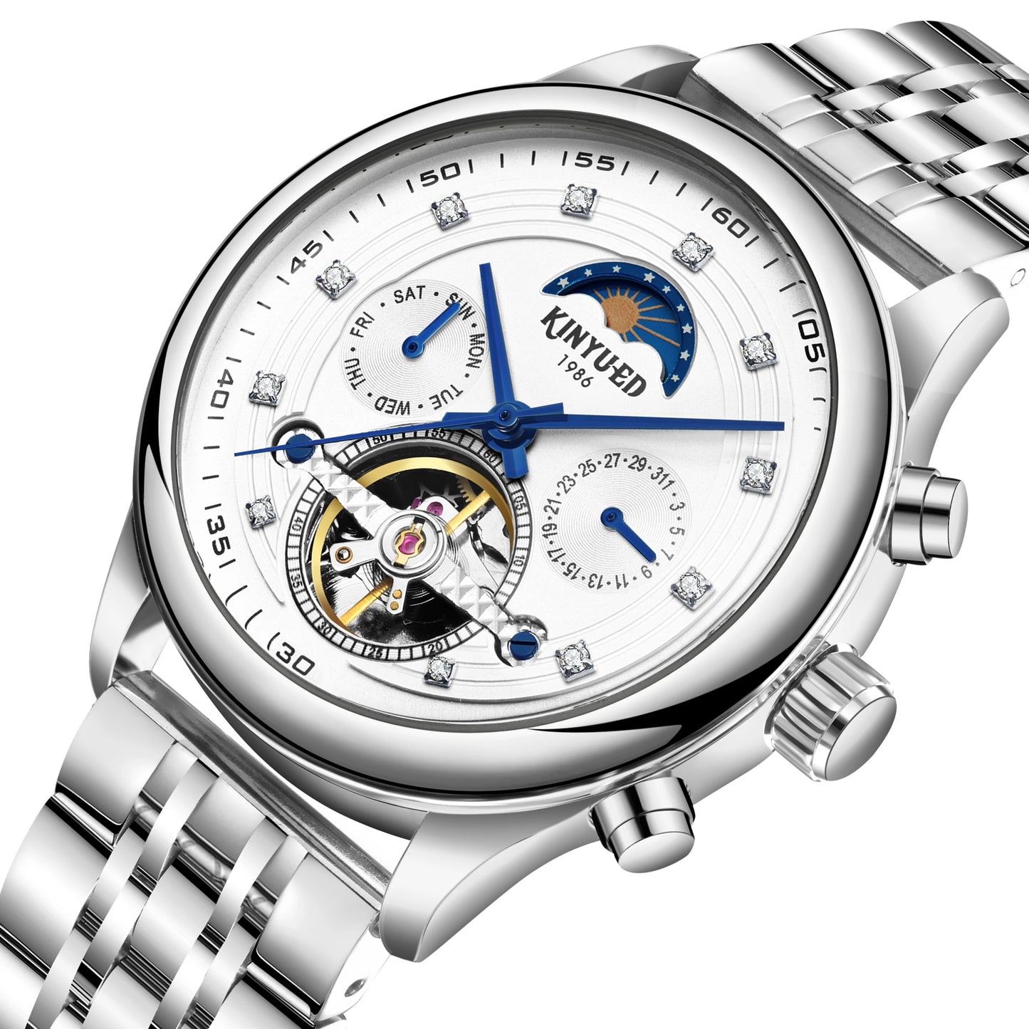 Factory Ready to Ship Stainless Steel Mechanical Automatic Watches Men's Wristwatches Custom Logo Men Watch
