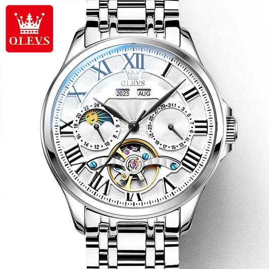 OLEVS 7013 Reloj Custom Logo Relogio Tourbillon Stainless Steel Self Winding Wrist Wristwatches Automatic Men Watch Mechanical
