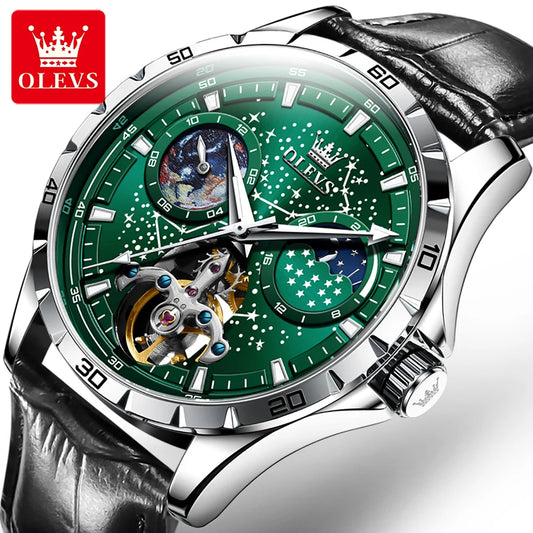 OLEVS 6689 Automatic Mens Mechanical Watches for Men Waterproof Sport Leather  Luxury Wrist Reloj Wrist Men Watch