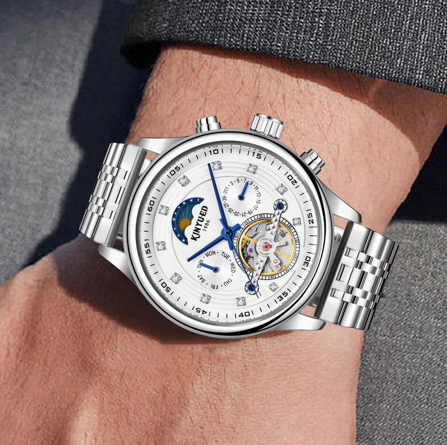 Factory Ready to Ship Stainless Steel Mechanical Automatic Watches Men's Wristwatches Custom Logo Men Watch
