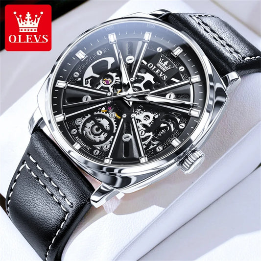 OLEVS 6685 Men Watch Elegant Brand Famous Luxury Rose Gold Watches Male Leather Butterfly Design Wristwatches Relogio