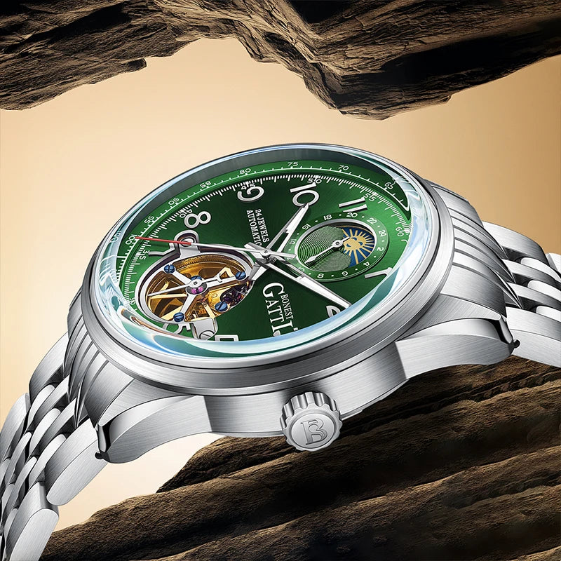 Bonest Gatti Luxury Watches Men Watch Mechanical Tourbillon Wristwatch 5ATM Waterproof Automatic Watch