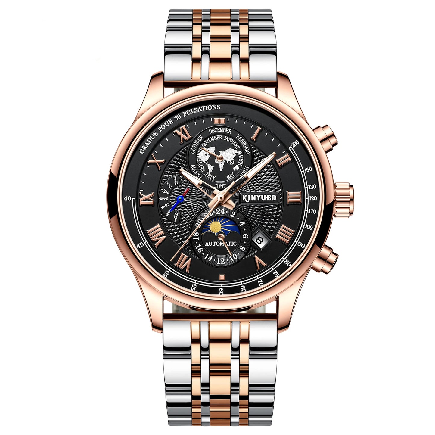 J120 Earth Dial Watch - Rose Gold Automatic Mechanical