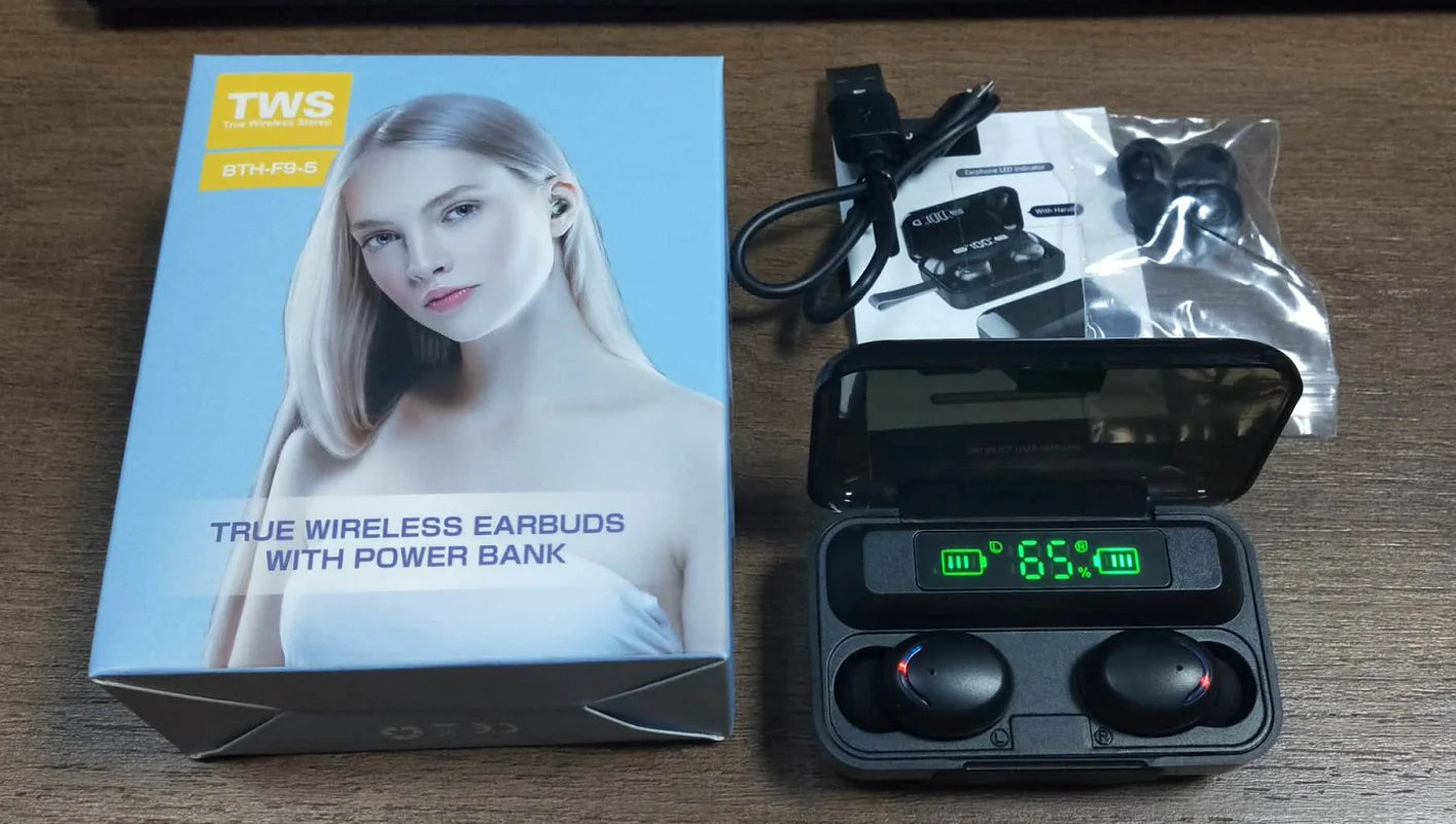 F9-5 TWS Wireless Earphones BT 5.0 Tws Mini Earphones Headphones Earbuds with Charging Box
