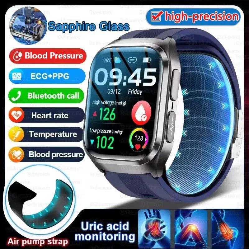 2025New Heart Health Analysi NFC Air Pump+Air Bag Smart Watch Men Accurate Blood Pressure Uric Acid ECG Call Smart Bracelet lady - Wear444
