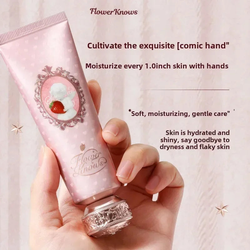 Flower Knows Strawberry Cupid Scented Hand Cream Moisturising & Nourishing Skin Care Lotions For Women Whitening Cream 50ml