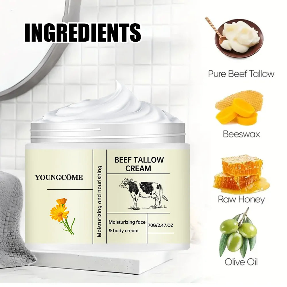 Beef Tallow Face Cream WhiteningFreckle Cream Remove Melasma Dark Spots Melanin Anti-Aging Lightening Shrink Pores Moisturizing
