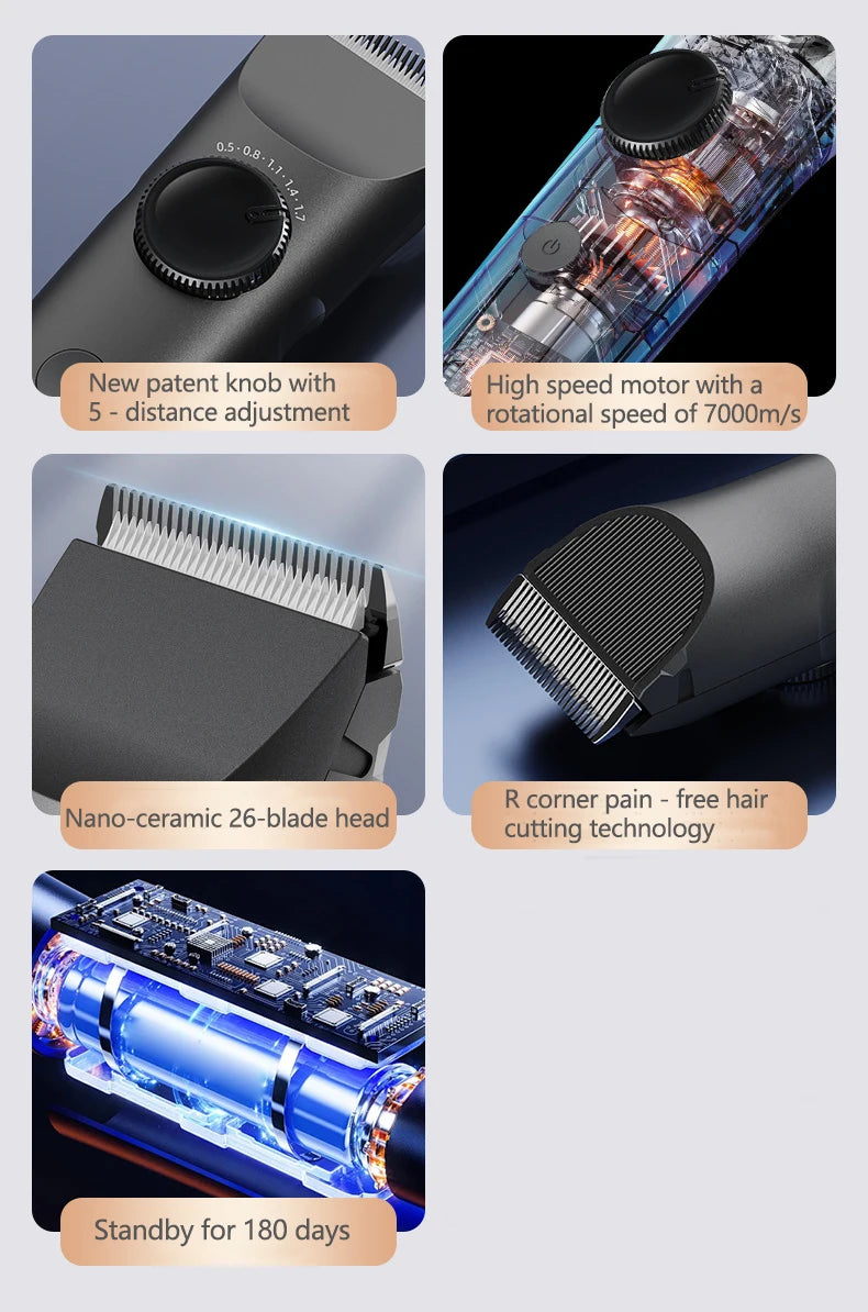 Professional Hair Trimmer Machine Hair Clipper Cordless Electric Hair Cutting Barber Trimmer For Men