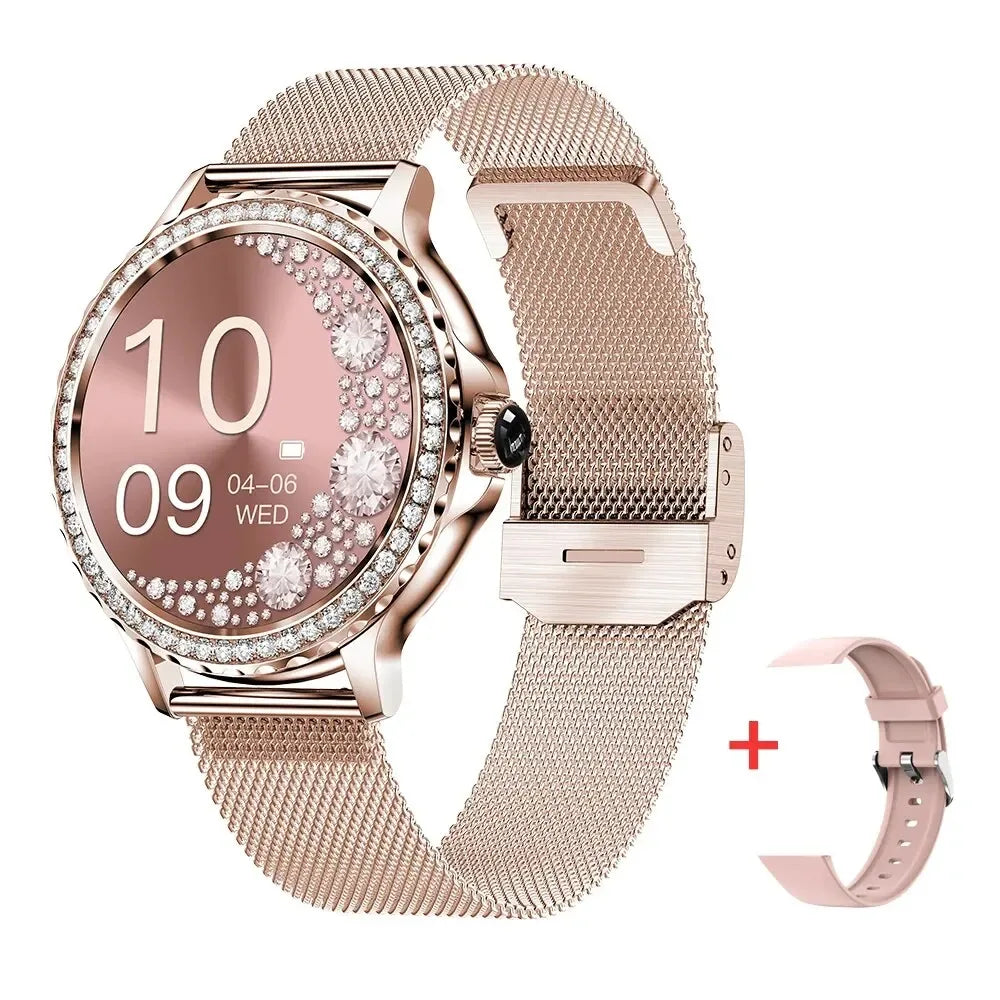 MEVADEN Rose Gold Smart Watch Bluetooth Call Lady 100+ Sports Mode Fitness Health Monitor Women Smartwatch for IOS Android NX19 - Wear444