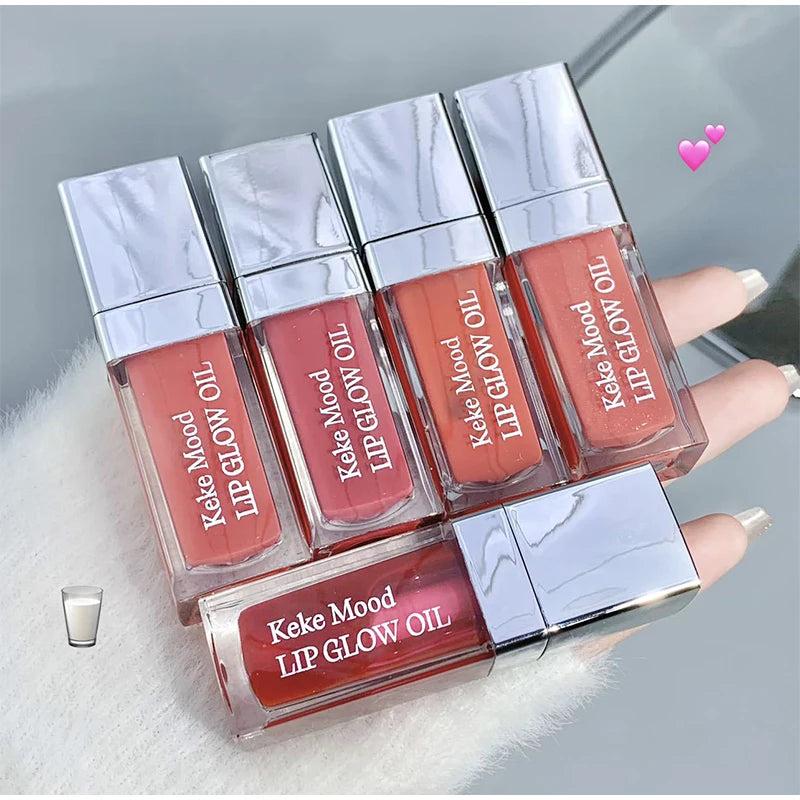 Clear Crystal Lip Gloss Oil,Hydrating Plumping Lipstick,Tinted Lip Plumper,Water Glow Moisturizing Lipgloss,Long-lasting Makeup
