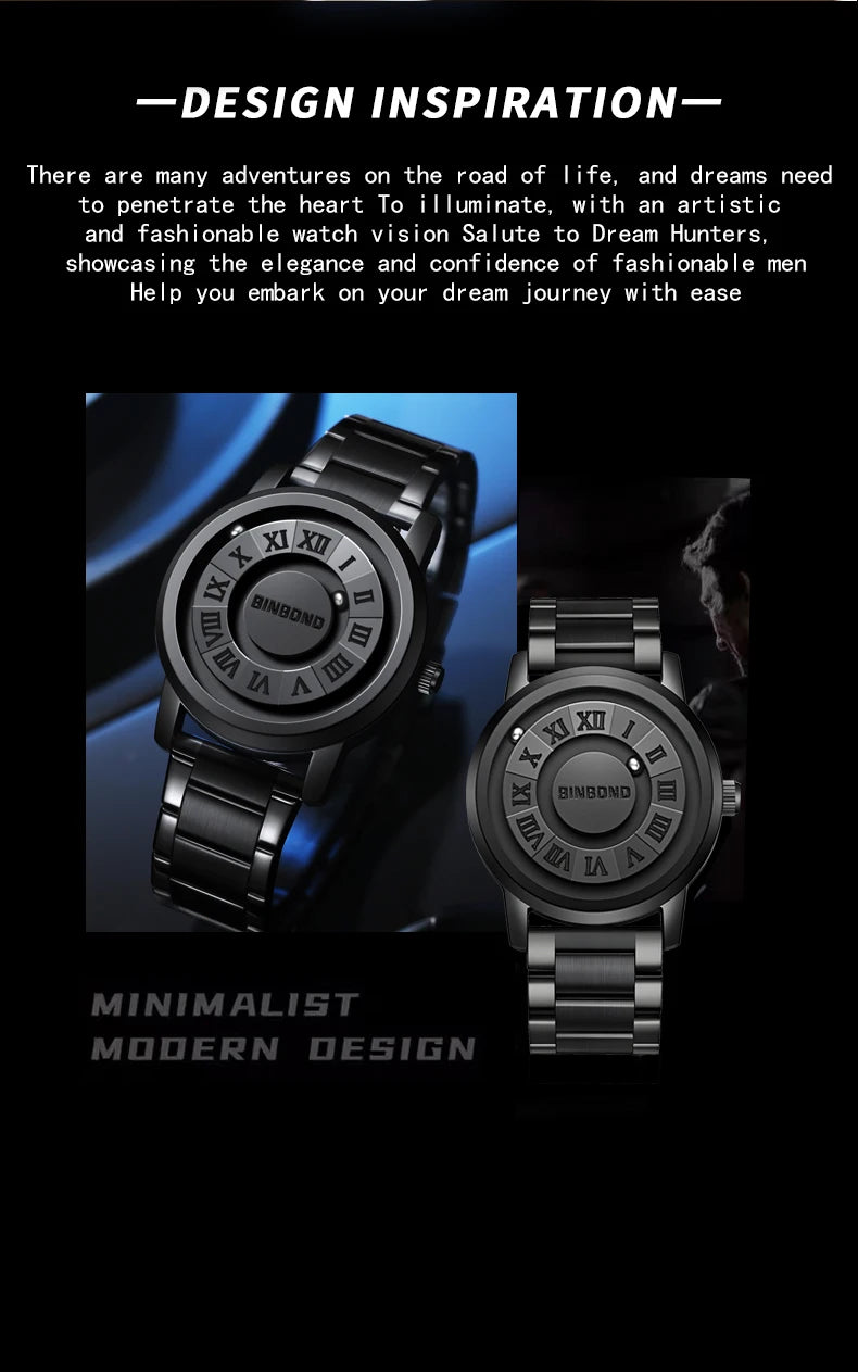 BINBOND Men Quartz Watches Top Brand Luxury Stainless Steel Waterproof Hollow Out Stainless steel Wristwatches Relogio Masculino