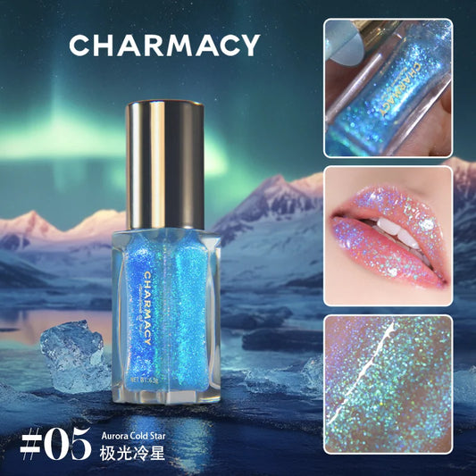 Charmacy Aurora Optical Chameleon Lipgloss Glitter Moisturizing Shimmer Multiuse Lip Flash Water Prism Lip Honey Not Sticky