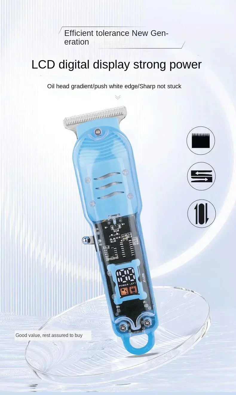 Professional Hair Cutting Machine Rechargeable  Clipper Transparent Electric Hair Trimmers For Men Cordless Hair Cut Machine