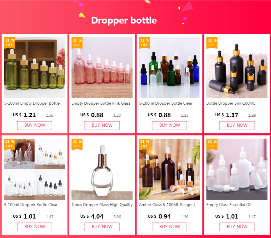 Essential Oil Dropper Bottles for Cosmetic Skin Care 5ML-100ML Glass Pipette Container Packaging with Bamboo Lid Dropper Bottle