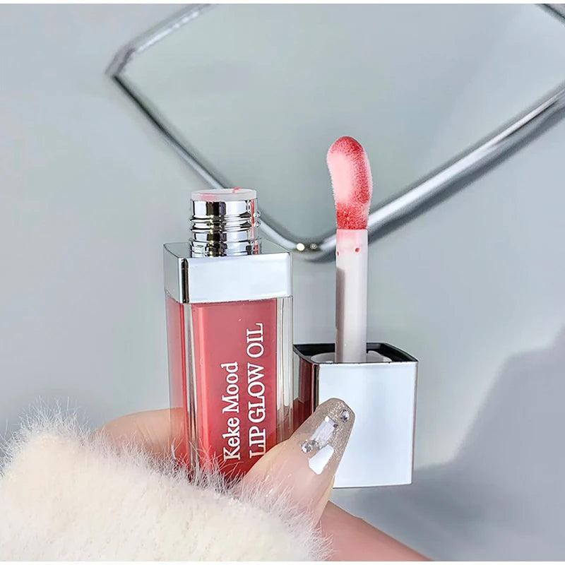 Clear Crystal Lip Gloss Oil,Hydrating Plumping Lipstick,Tinted Lip Plumper,Water Glow Moisturizing Lipgloss,Long-lasting Makeup