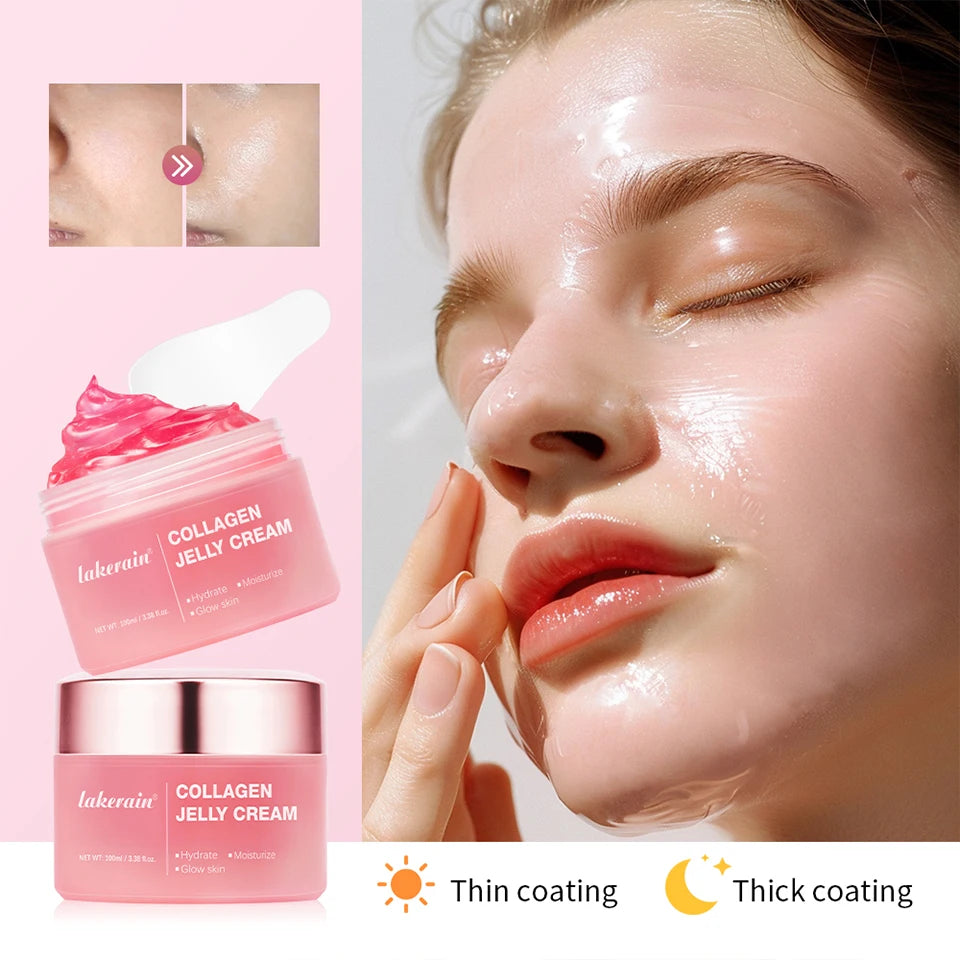 Collagen Jelly Cream Lifted Look Gives 24h Glow Tightening Soothing Moisturizing Anti-Aging Firmness Hydration Pink Gel 100ml