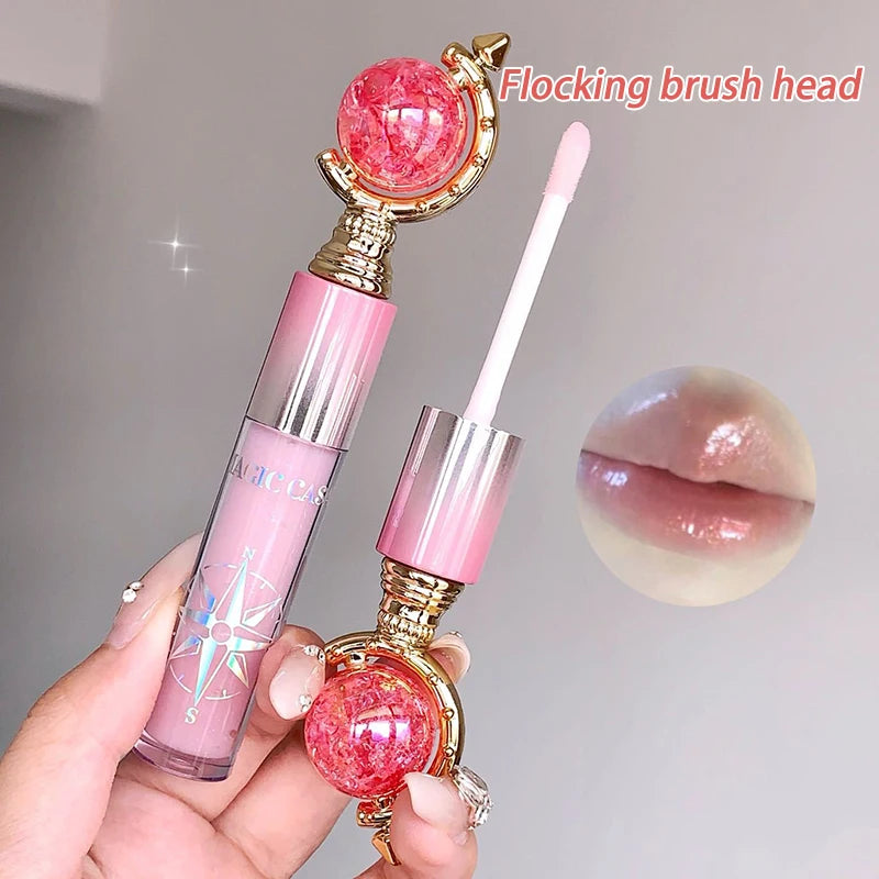 Globe Water Light Lip Gloss Long Lasting Moisturizing Mirror Shimmer Jelly Peach Apricot Reduce Lip Lines Liquid Lipstick Makeup