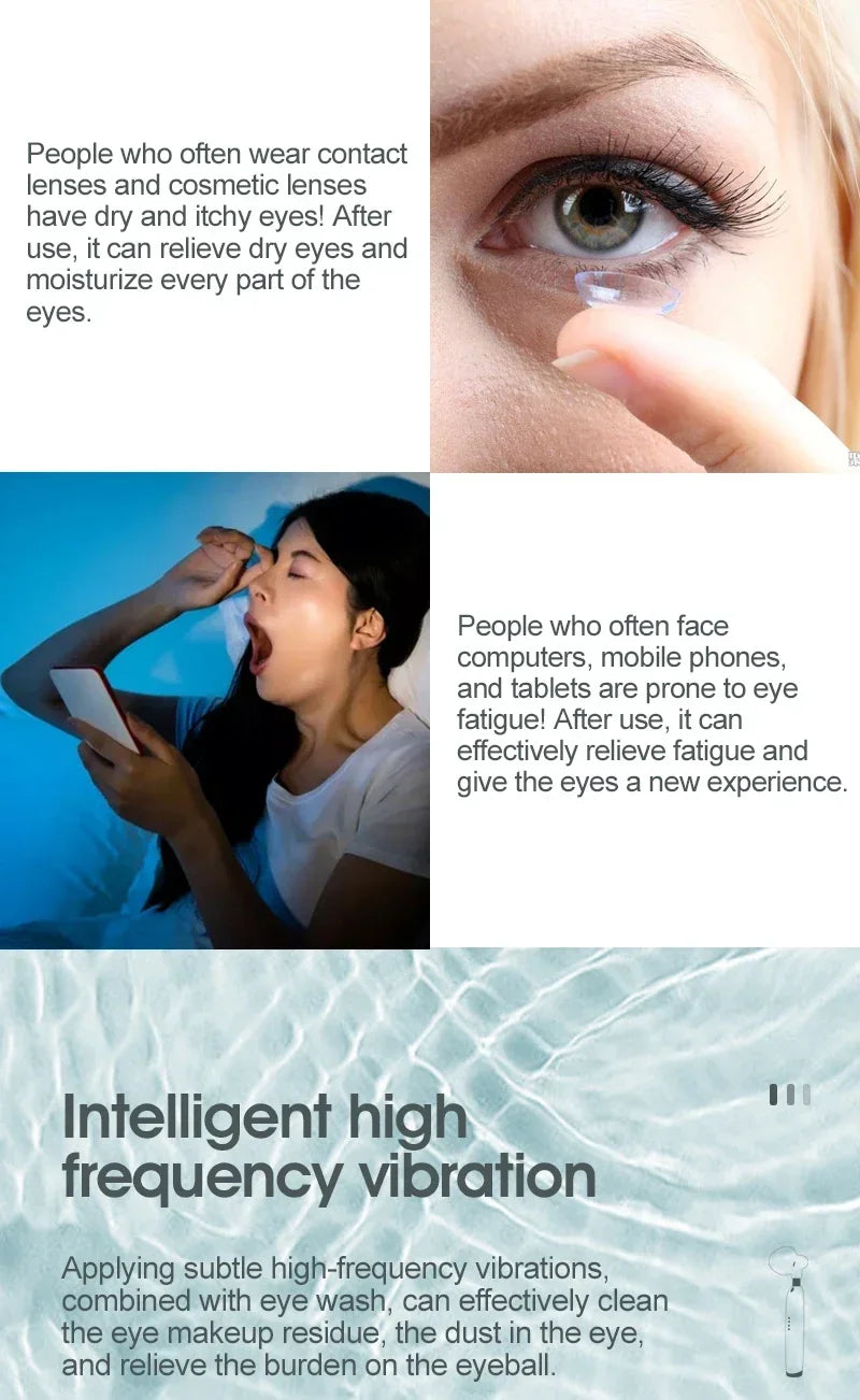 Electric 3in1 Eye Care Ultrasonic Eye Wash Water Sonic Wash Water Relieves Fatigue, Moisturizes S and Beautifies S