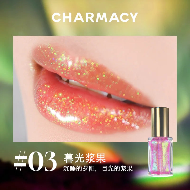 Charmacy Aurora Optical Chameleon Lipgloss Glitter Moisturizing Shimmer Multiuse Lip Flash Water Prism Lip Honey Not Sticky