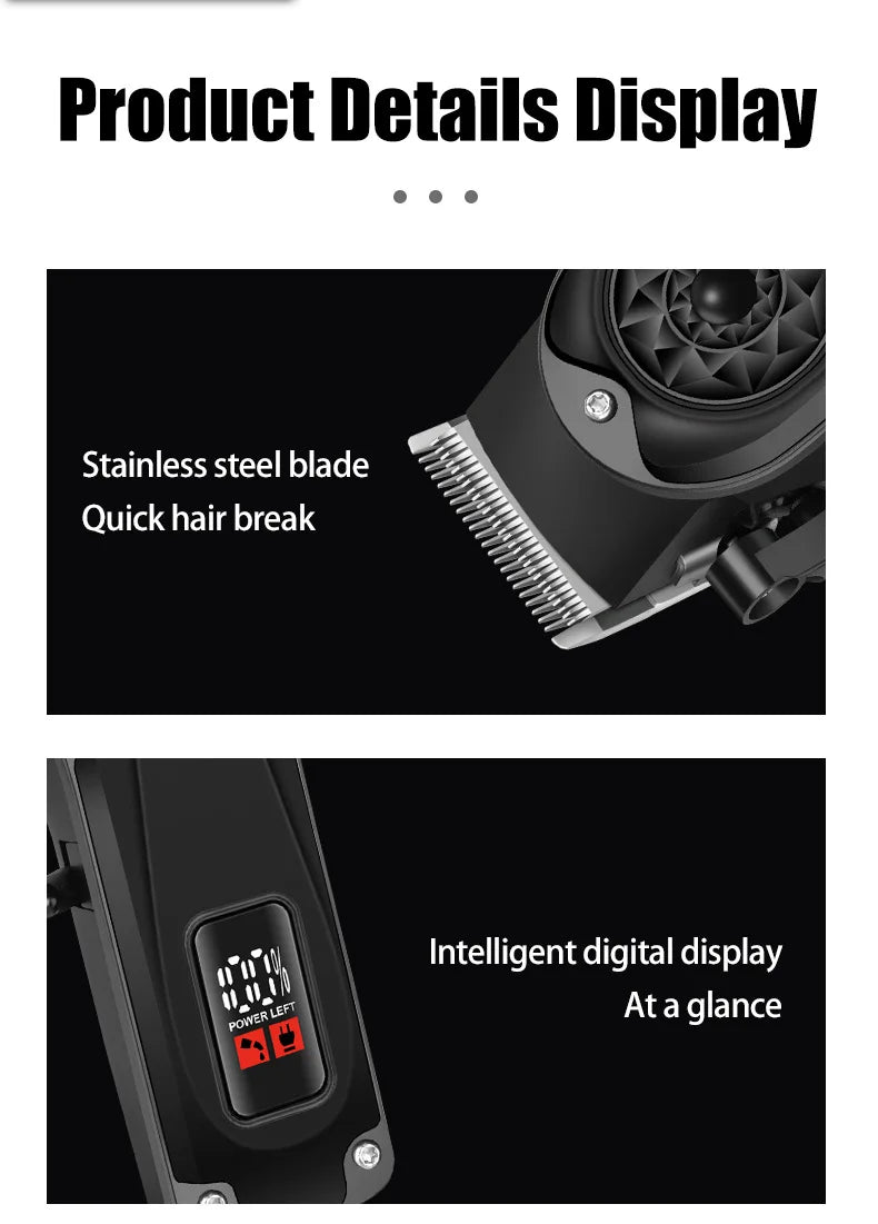 Powerful Electric Hair Clippers for men HIENA hair Trimmer Professional barber hair cutting machine Cordless Wet And Dry haircut