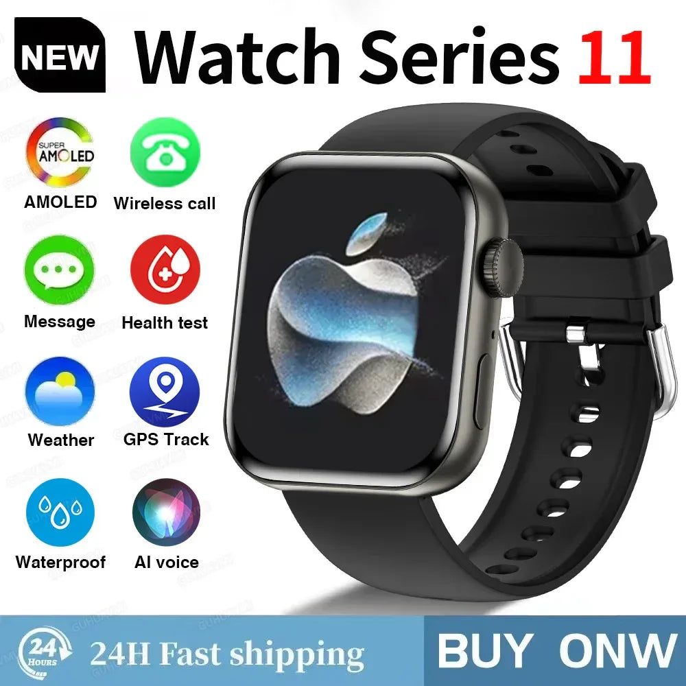 2026 Fit 3 Series 11 Smart Watch 1.83" AMOLED Screen Health Monitoring GPS Track HD Talk Sports Women Waterproof Watches For IOS - Wear444