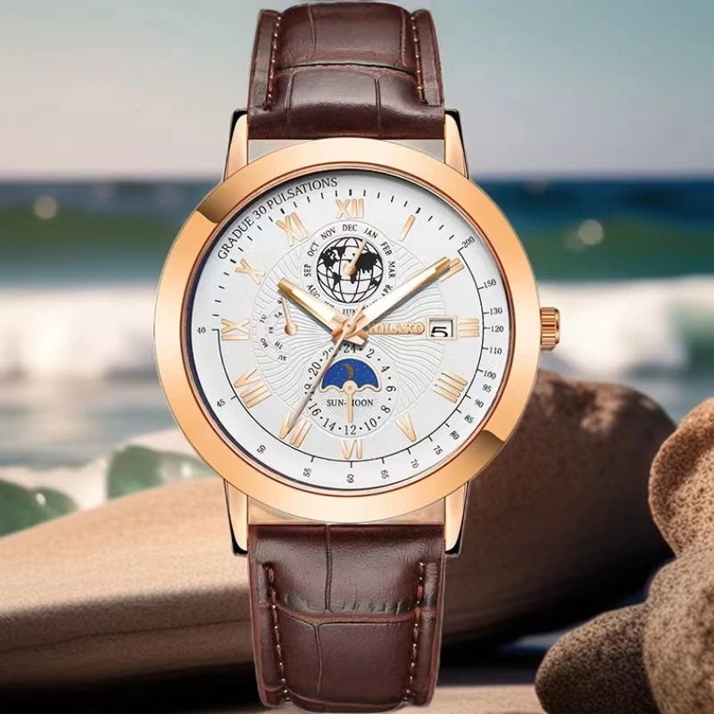 New men's quartz watch Leather Mens Luxury Business gentlemanliness Quartz Wrist Watch for Business activity