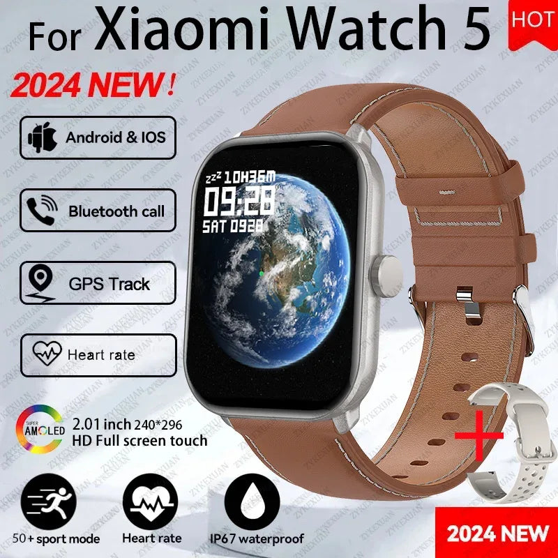 New Watch 5 Global Version Men Women HD AMOLED Display Sports Fitness Heart Rate Bluetooth Call GPS Track Waterproof Smart Watch - Wear444