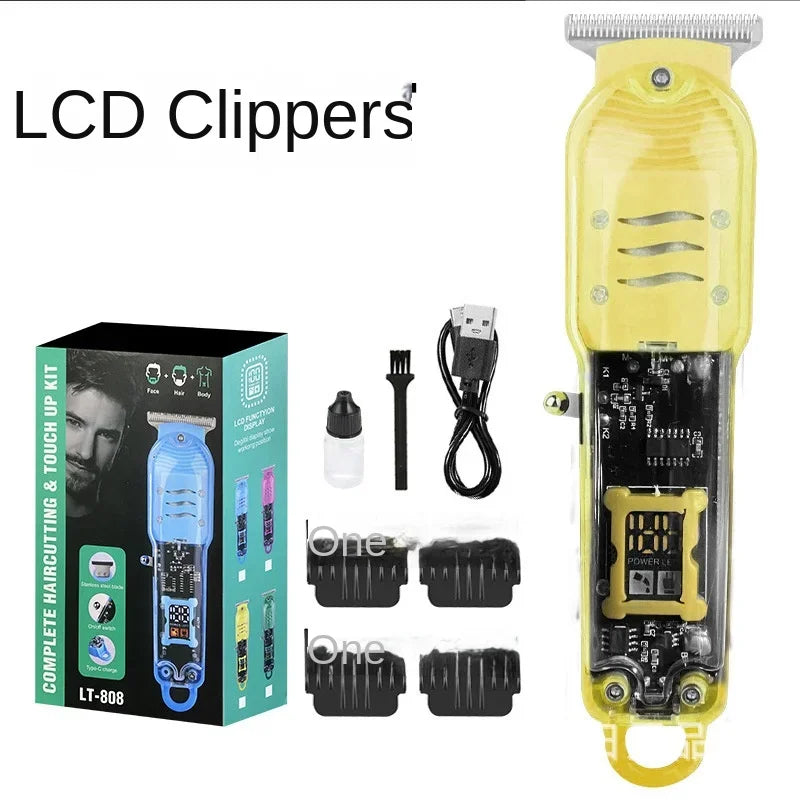 Professional Hair Cutting Machine Rechargeable Transparent Electric Hair Trimmers For Men Cordless Hair Cut Machine