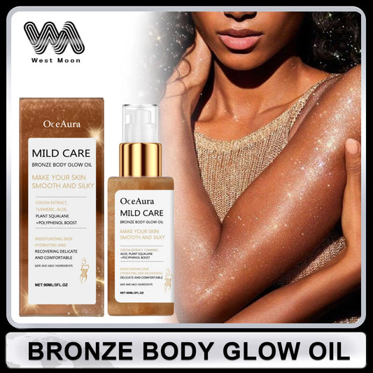 Body Shimmer Oil Bronze Body Shimmer Glow Waterproof Smooth Highlight Silky Not Clog Pore Brighten Makeup Shine Liquid for Party