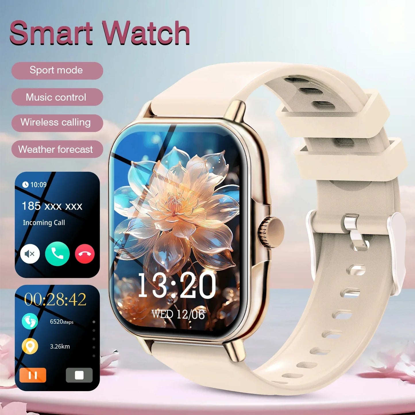 Smart watch, for men and women, wireless calling, fitness tracker, 2.01 inch screen, sports smart watch - Wear444