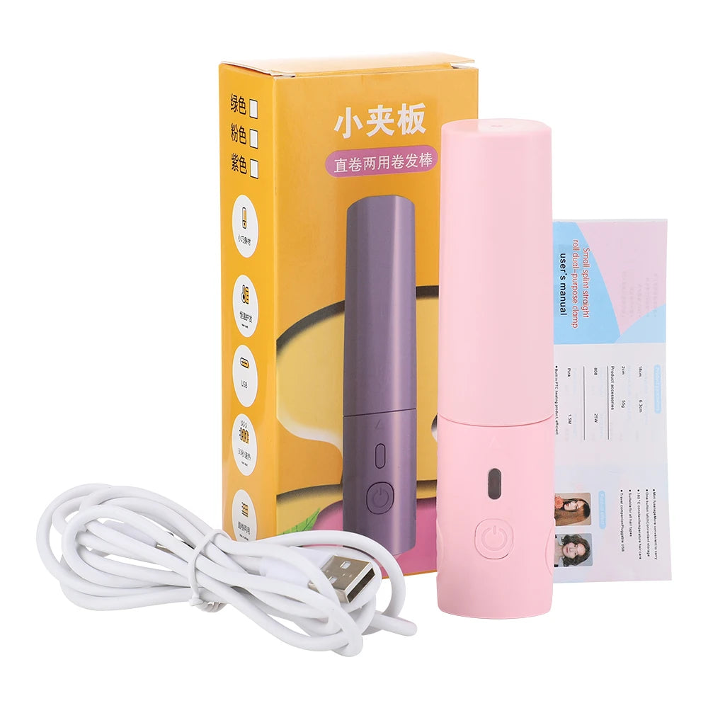 Portable Hair Straightener Small Hair Curling Machine Multifunctional Straight Hair Splint Straight Hair and Curly Hair USB Plug