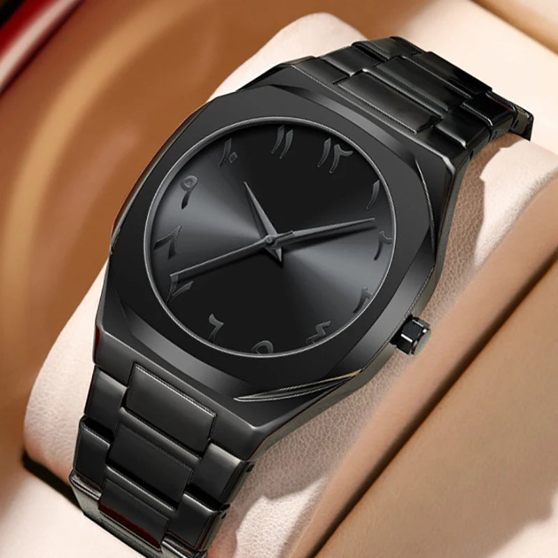 Black Men Quartz Watches For Male Clock 2025 Top Brand Luxury Stainless Steel Band Fashion Men Wrist Watches Dropshipping