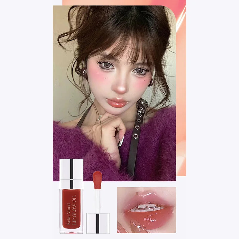 Clear Crystal Lip Gloss Oil,Hydrating Plumping Lipstick,Tinted Lip Plumper,Water Glow Moisturizing Lipgloss,Long-lasting Makeup