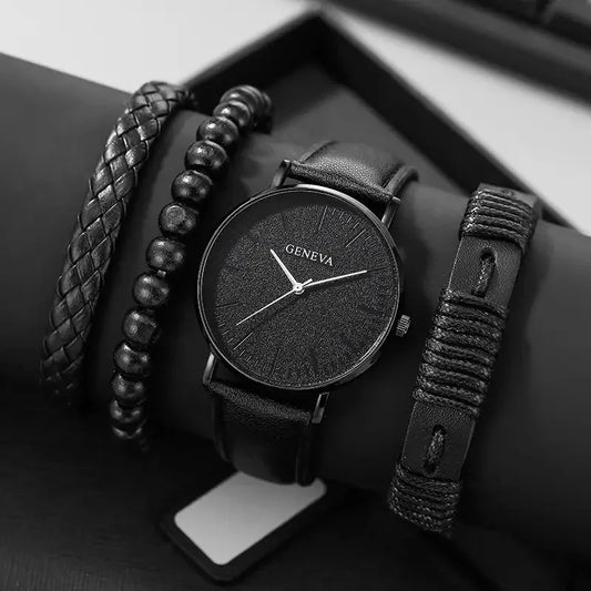4/5PCS Fashion Men Watches Casual Male's Quartz Watch Bracelets Set Relogio Masculino Reloj Hombre(Without Box)