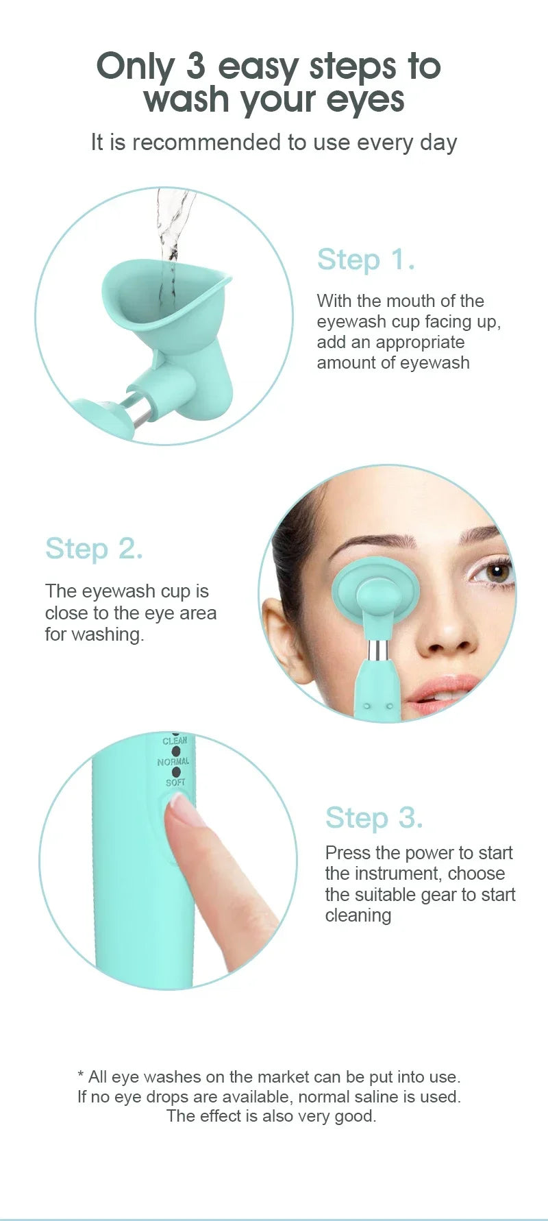 Electric 3in1 Eye Care Ultrasonic Eye Wash Water Sonic Wash Water Relieves Fatigue, Moisturizes S and Beautifies S