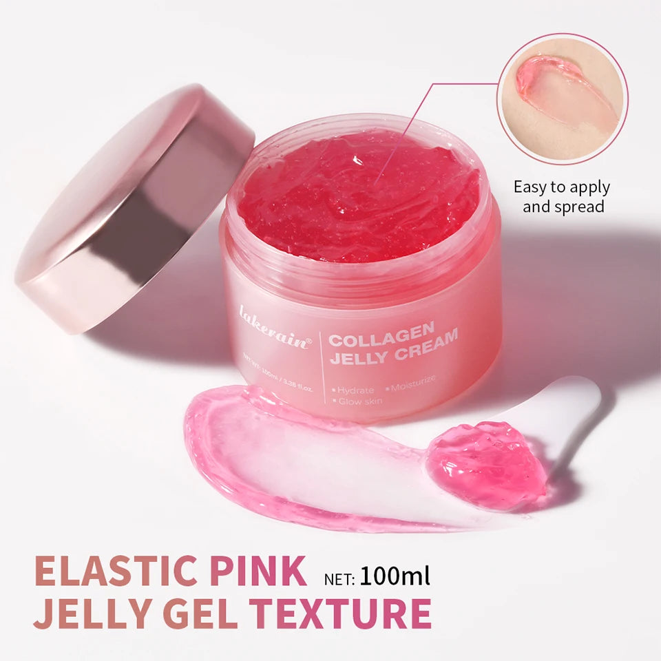 Collagen Jelly Cream Lifted Look Gives 24h Glow Tightening Soothing Moisturizing Anti-Aging Firmness Hydration Pink Gel 100ml