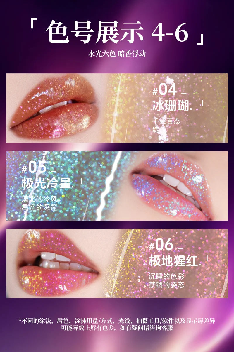 Charmacy Aurora Optical Chameleon Lipgloss Glitter Moisturizing Shimmer Multiuse Lip Flash Water Prism Lip Honey Not Sticky
