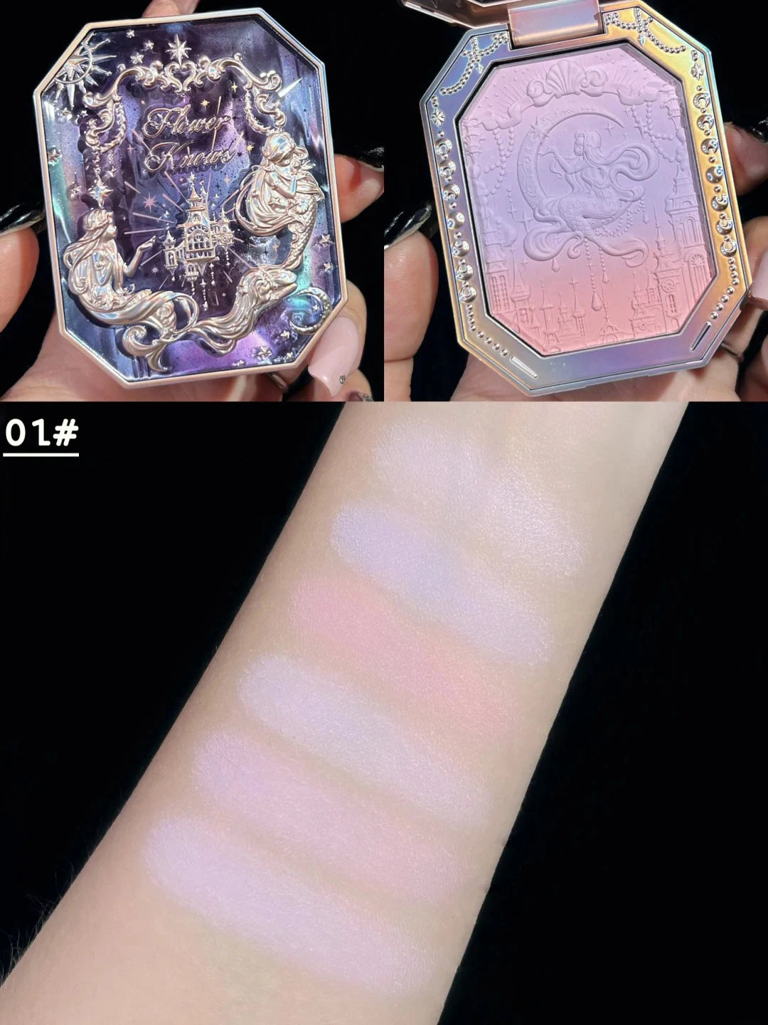 Flower Knows Moonlight Mermaid Jewelry Blush 5g Matte Long-Lasting Cheek Blush Powder Vegan Cruelty-Free Waterproof Natural