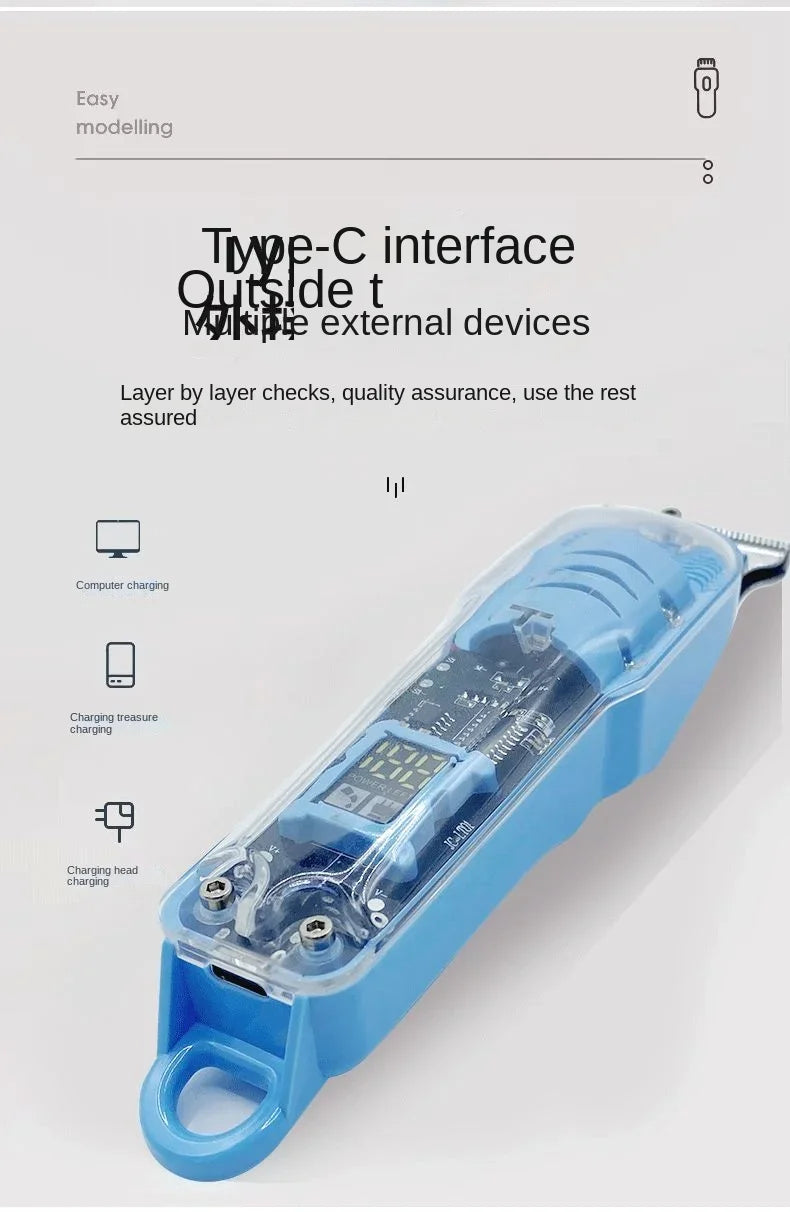 Professional Hair Cutting Machine Rechargeable Transparent Electric Hair Trimmers For Men Cordless Hair Cut Machine