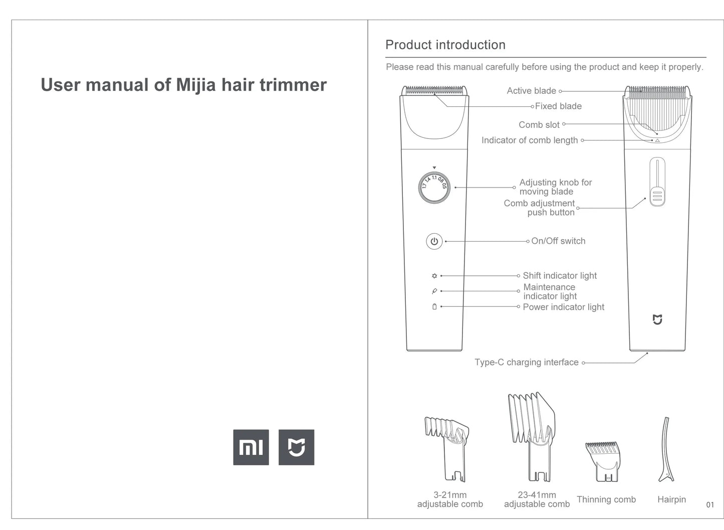 XIAOMI MIJIA Hair Trimmer Machine Hair Clipper1/2 IPX7 Waterproof Professional Cordless Men Electric Hair Cutting Barber Trimmer