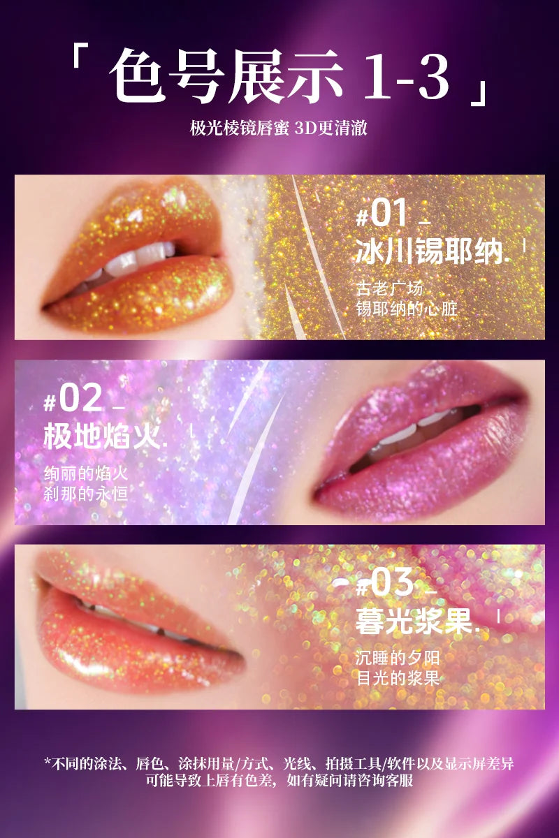 Charmacy Aurora Optical Chameleon Lipgloss Glitter Moisturizing Shimmer Multiuse Lip Flash Water Prism Lip Honey Not Sticky
