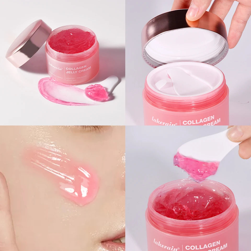 Collagen Jelly Cream Lifted Look Gives 24h Glow Tightening Soothing Moisturizing Anti-Aging Firmness Hydration Pink Gel 100ml